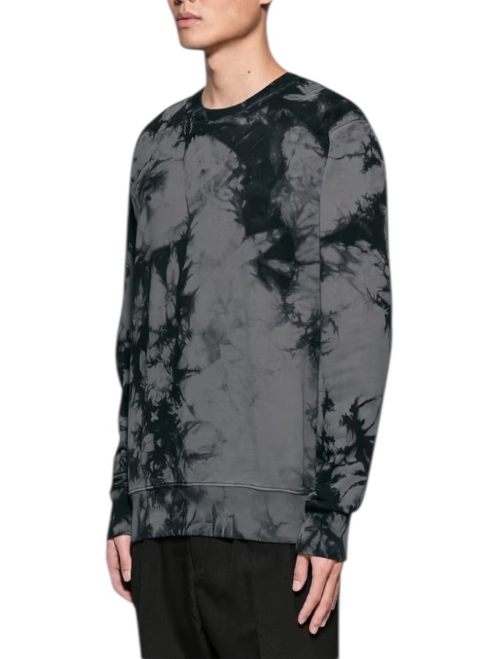 Helmut Lang Tie Dye Sweatshirt Gray Black Logo Pullover Streetwear Mens XXL